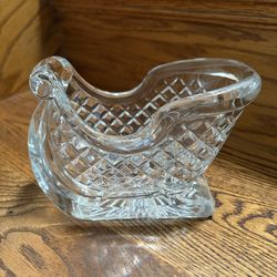 Vintage Crystal Sleigh 24% Full Lead Crystal Candy Dish made in USA Heavy-duty.