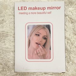 Makeup Mirror Touch Screen Vanity Mirror with LED Brightness Adjustable Portable USB Rechargeable White-Square  