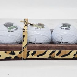 New Dunlop Big 5 Rhino Lion South Africa logo golf ball Set Of 3 Limited box



DUNLOP Steelcore 3 Golf Ball Pack South Africa Logo New collectible bi