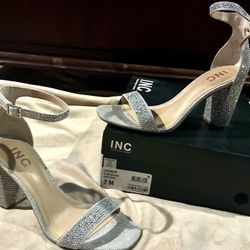 INC Silver Bling Heels
