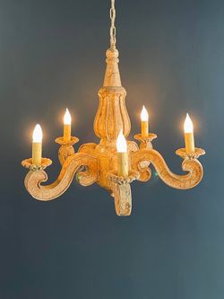 Vintage Italian Provincial Style Painted Carved Wood Chandelier, c.1960’s
- Delivery Available