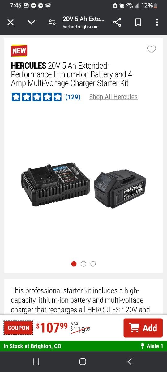 Hercules Sawzall With Battery And Charger