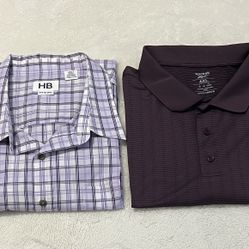 Reebok Purple & Plaid Button Up Shirt