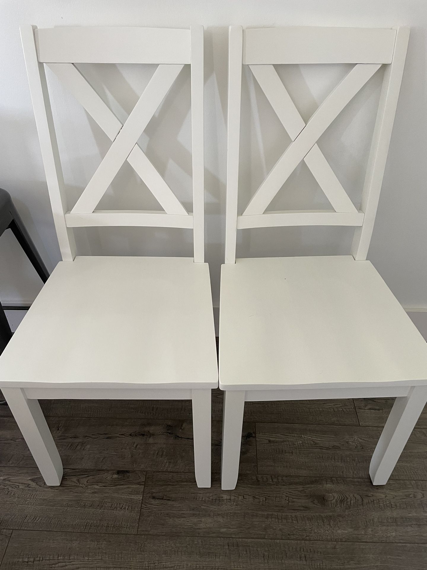 2 White Dining Or Desk Chairs 