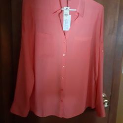 Express Coral Button-down Shirt