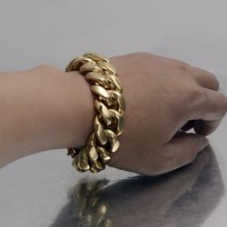 New 14 K Yellow Gold Filled Cuban Link Bracelet 