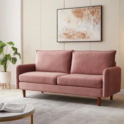 Velvet Loveseat Sofa, 59'' Mid Century Modern Small Love Seats Furniture Comfy Couch for Living Room, Upholstered 2 Seater Sofa for Small Apartment（Pi