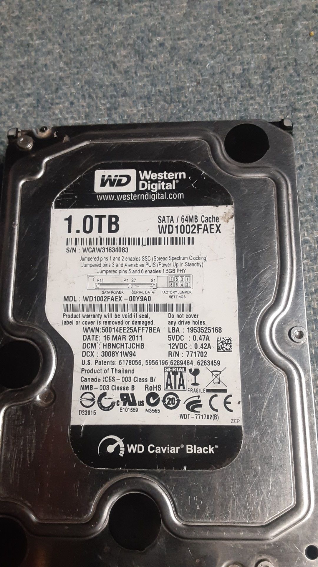 1.0TB Hard drive