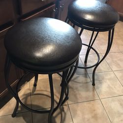 Leather And Metal Iron Barstools 