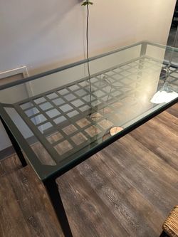 Ikea Granas metal & glass top dining table w/4 chairs