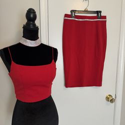 Red Two Piece Set outfit Size Small