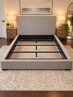 Nice Queen Upholstered Platform Bed Frame – $75