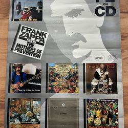 Original 1980's Frank Zappa FZ On CD Ryko Promotional Rock Poster 18" x 24" No pin holes, please see photos