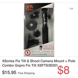 XSories Fix Tilt & Shoot Camera Mount + Pole Combo Gopro Fix Tilt