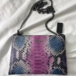 Coach Embossed Python Double-Zip Crossbody Exotic Style No. 52406 Preowned 