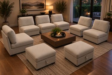 Modular Sectional Sofa Set with Storage Ottomans