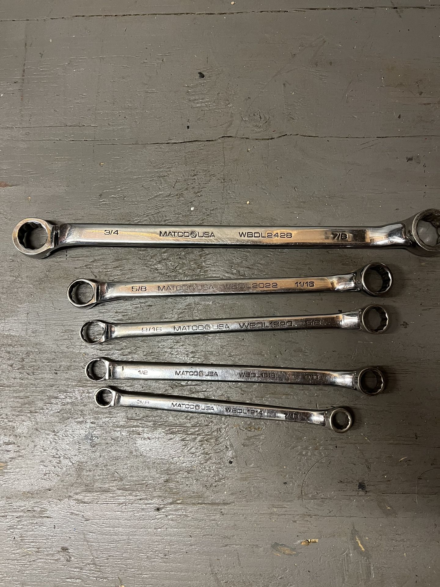 Matco SAE offset double box end wrench set - US made