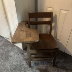 1930s Mission Oak Wood Student School Desk