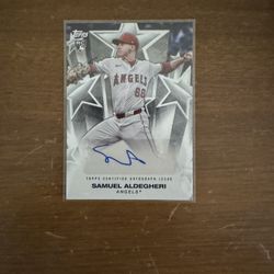 2025 Topps baseball trading card featuring Samuel Aldegheri of the Los Angeles Angel