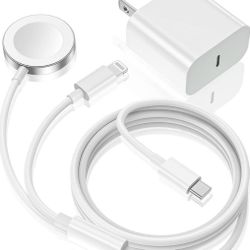 Apple Watch Charger,Upgraded 2-in-1 USB C Fast iPhone Watch [Apple MFi Certified] 6FT Magnetic Charging Cable with 15W Wall Charger Block for iWatch S