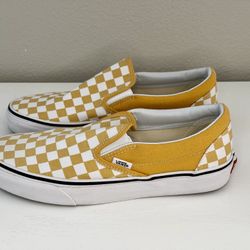 VANS Classic Slip-On (Checkerboard) Ochre/True Size 8.5 Mens