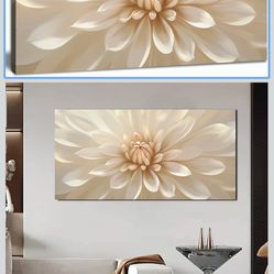 Large Floral Canvas Wall Art for Living Room Modern White Gold Flower Botanical Landscape Artwork for Teen Girl’s Room Bedroom Office Kitchen 20x40 In