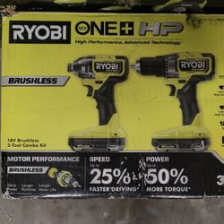 NEW RYOBI PBLCK01K 18V ONE+ BRUSHLESS CORDLESS 1/2 INCH DRILL AND IMPACT DRIVER KIT