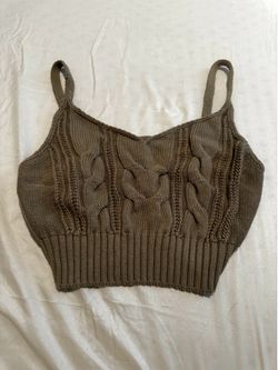 New green knit tank top Sz M