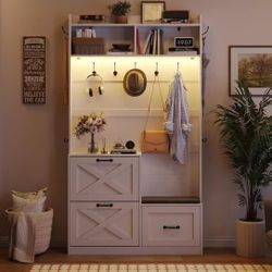 ❤️‍🔥 Entryway Narrow Hall Tree with Shoe Storage,
