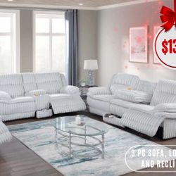 3 Pc Sofa, Loveseat And Recliner 