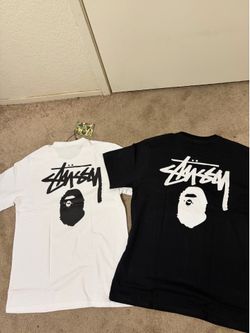 Bape X stussy black and white T shirt size XL