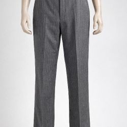 Mens Gray Pinstripe Tailored Dress Pants Wool Blend Feel 34x39 Custom