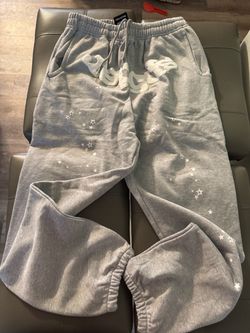 Gray Sweatpants with Star Print and Puff Logo