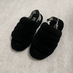 UGGs Black Fuzzy Furry Women’s Slippers