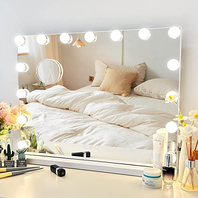 NUSVAN Vanity Mirror with Lights Makeup Mirror with 15 Dimmable LED Bulbs