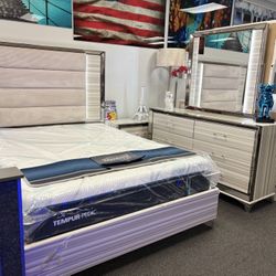 Beige 5pc Bedroom Set W/ FREE MATTRESS For Sale (furniture Assembly) New& In Box