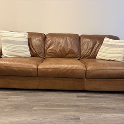 Genuine Leather Brown Couch
