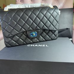 CHANEL Classic 30cm Black Leather Bag