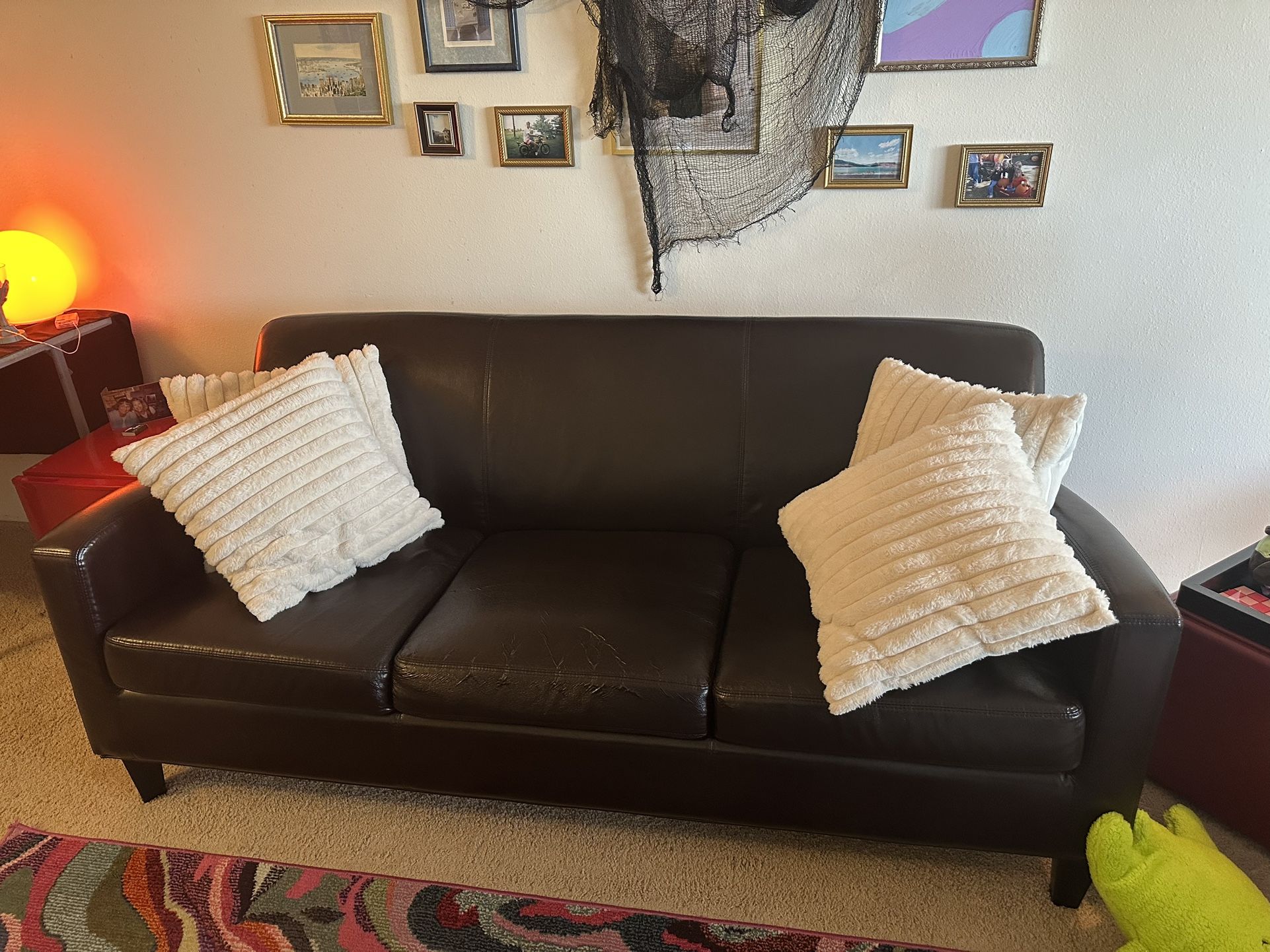 Dark Brown Leather Couch 