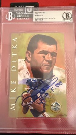 Mike Ditka signed HOF card Beckett