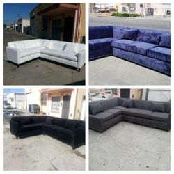 Brand NEW 7X9FT Sectional Couches Fabric Made W.  WHITE, BLACK MICROFIBER, JAZZ BLUE, And DARK GREY FABRIC Couch,sofa Set 2pc/ More color Available 