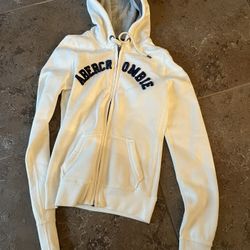 (NEW) Abercrombie & Fitch Full-Zip-Up Logo Graphic Jacket with lined Hoodie, Women’s Small