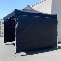 $129 (New in box) Heavy duty 10x10 ft with 3 sidewalls, ez popup canopy outdoor gazebo, carry bag (black)