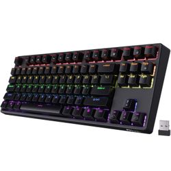 RK ROYAL KLUDGE RK87 Sink87G RGB Wireless TKL Mechanical Gaming Keyboard, 87 Keys No Numpad Tenkeyless Compact 2.4G Wireless Keyboard with Tactile 