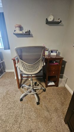 Tall desk and adjustable height chair