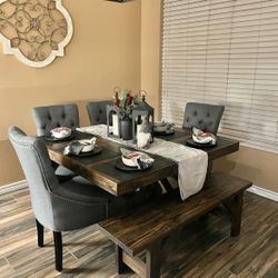 Custom  Dining Table Farm House farmhouse Modern Rustic Set Bench Restoration Hardware Breakfast Oval Table Solid Wood Custom Handcrafted Counter Bar 