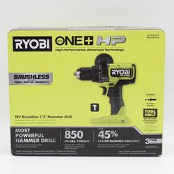 RYOBI PBLHM102K1 18V ONE+ HP Brushless 1/2" Hammer Drill Kit 4.0Ah