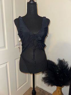 Black one piece swim suit size large