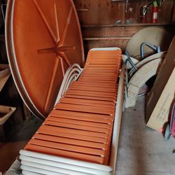 Orange Vinyl Strap Pool Lounge Chairs - 8 ct