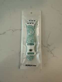 Apple Watch Turquoise And White mandala Pattern. Compatible With 38/40/41 MM 